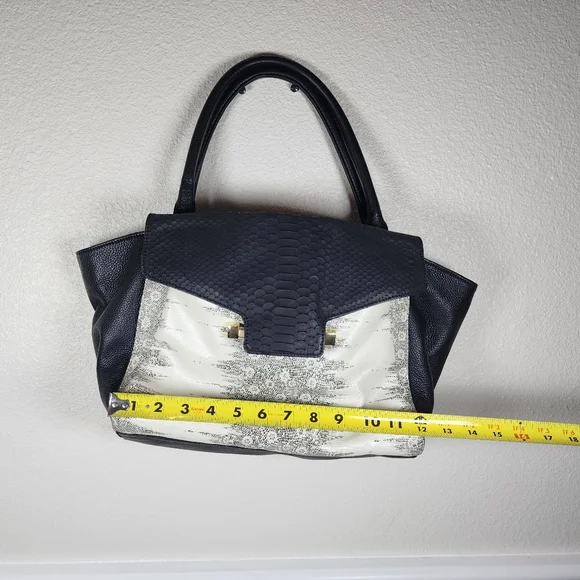 Vince Camuto Julia Satchel White And Black Bag - Picture 14 of 16